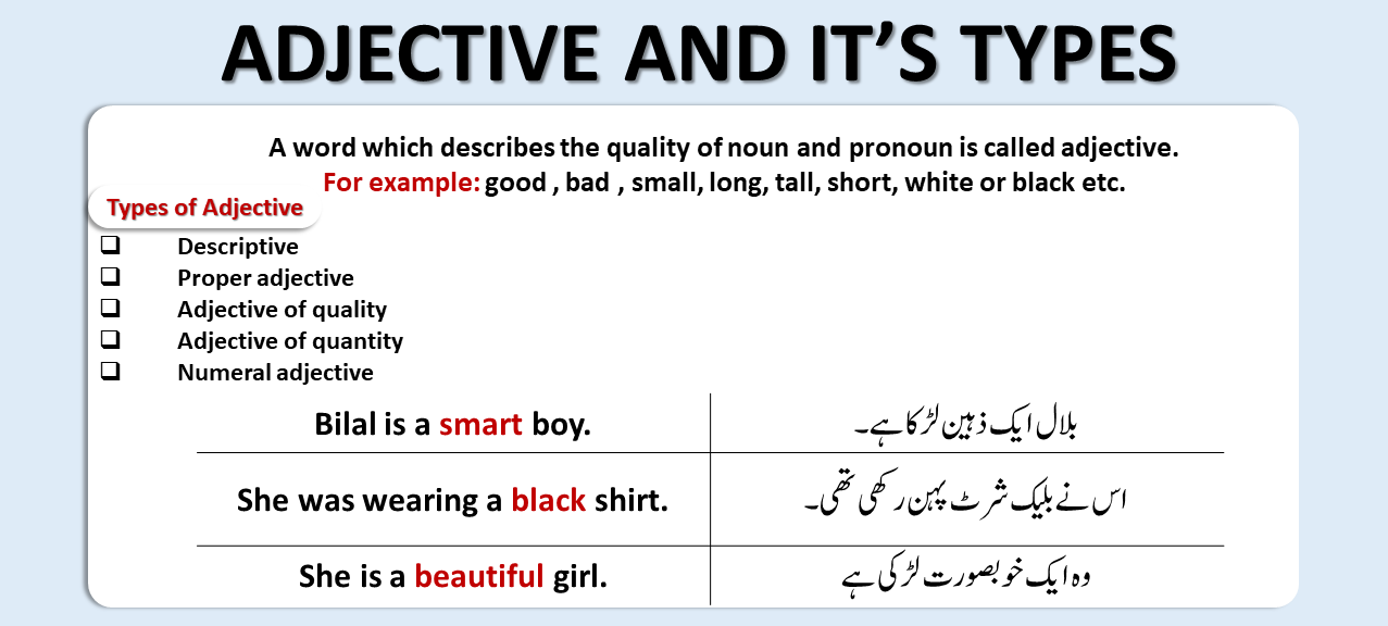 What Is An Adjective Types Of Adjectives With Examples Charagheilm