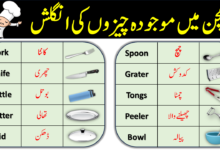 Kitchen vocabulary words